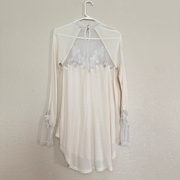 Free People Saheli Embroidered Lace Mesh Ivory Blouse - Picture 3 of 8